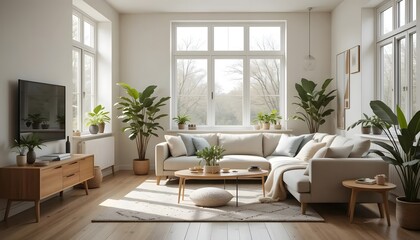 Minimalist Scandinavian Living Room Mockup
