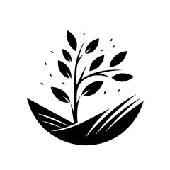 Black & White Sprout: Minimalist Growth Icon