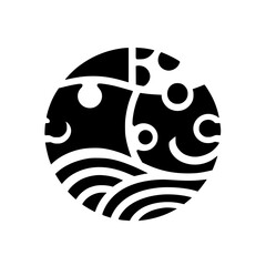 Abstract Black Circle: Waves, Bubbles & Geometric Forms