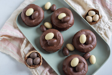 sweet home made chocolate easter donuts