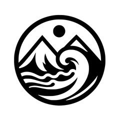 Monochrome Mountain & Wave Emblem