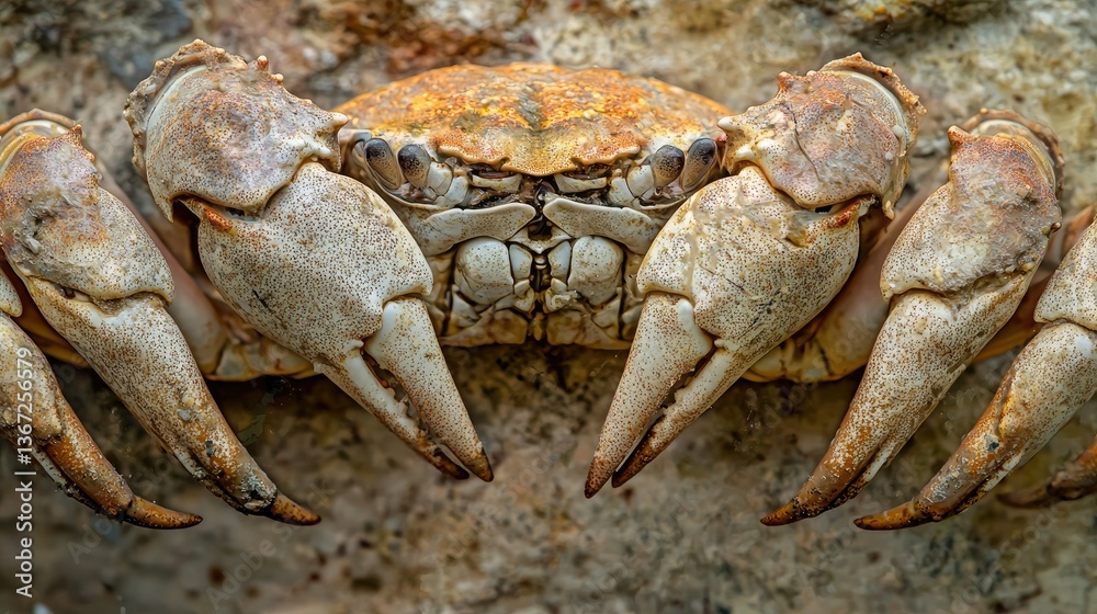 Poster view of a spider crabâ€™s legs and shell, showcasing its unique features.