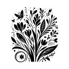 Elegant Black and White Floral Composition