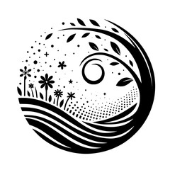 Celestial Garden: A Black & White Serene Composition