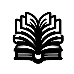 Stylized Book: Black and White Illustration of Knowledge