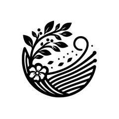 Fototapeta premium Botanical Harmony: A Minimalist Floral Emblem