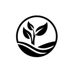 Simple Plant Emblem: Minimalist Growth in a Circle