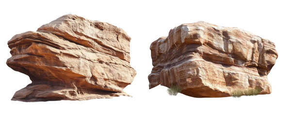 isolated rock formations, desert landscape element on white background