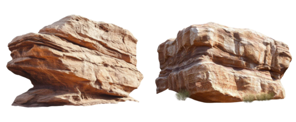 isolated rock formations, desert landscape element on white background