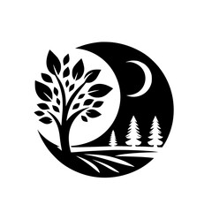 Midnight Serenity: A Silhouetted Circle of Nature's Harmony