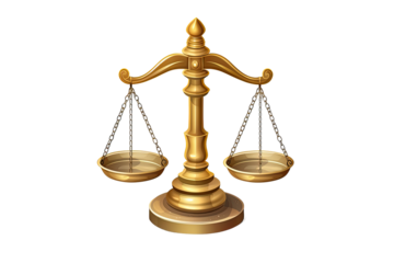 Scale of justice 3D icon in cartoon plastic style minimal on transparent background