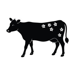 silhouette of a cow