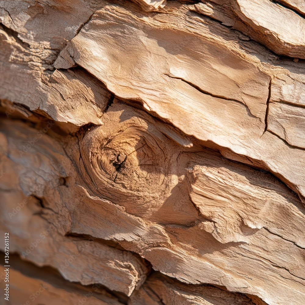 Aufkleber close-up of textured tree bark revealing intricate patterns and warm tones. the natural surface feat