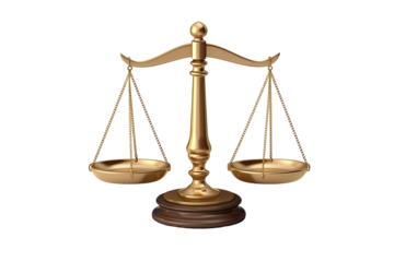 Scale of justice 3D icon in cartoon plastic style minimal on transparent background