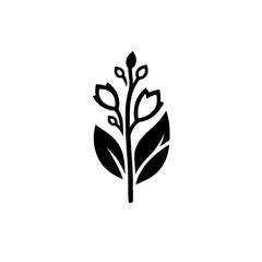 Minimalist Floral Emblem: Black and White Nature Design