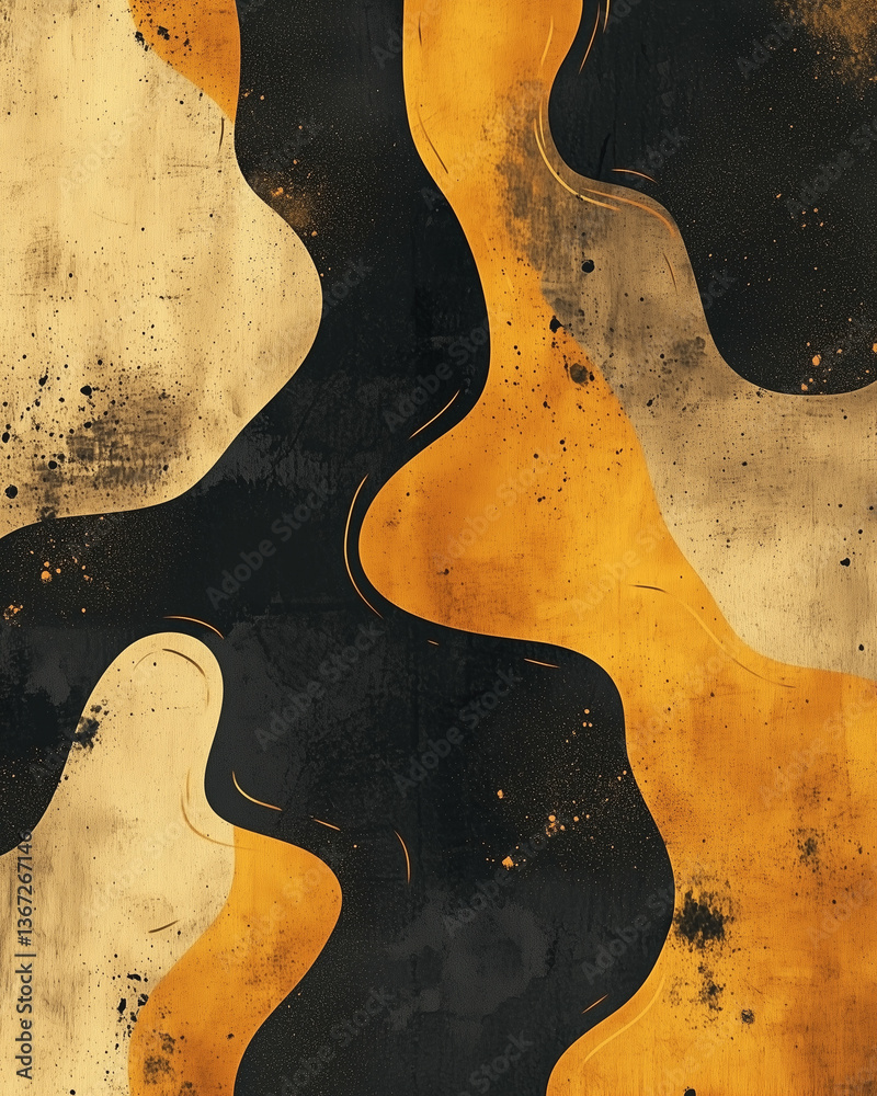 Wall mural Abstract artistic design featuring flowing shapes and vibrant colors on a textured background Generative AI
