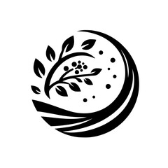 Botanical Embrace: Minimalist Black & White Nature Logo