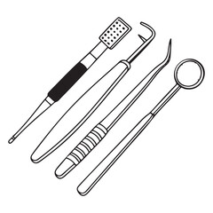 Set of vector dental instrument icons and design elements