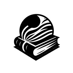 Abstract Black & White Book Symbol: Knowledge & Flow