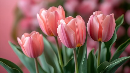 Fototapeta premium Delicate Pink Tulips Close-Up