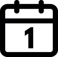 Day 1 icon . Calendar 1 icon . Countdown daily page calendar icon 1 day . Vector illustration