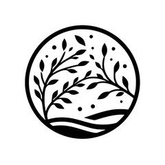 Minimalist Botanical Circle: Black & White Harmony