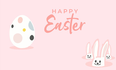 Happy Easter with Egg and Bunnies greetings banner concept