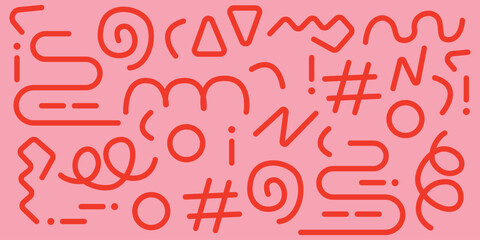 A bold and playful abstract background featuring dynamic red lines and shapes on a soft pink background. This creative design is ideal for packaging, branding and digital art.