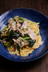 ほうれん草とベーコンのクリームパスタ
