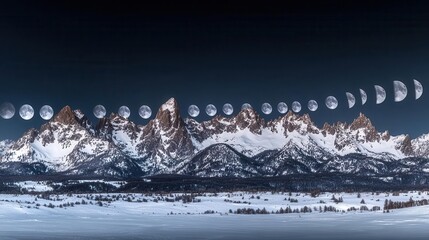 Stunning Snow-Capped Mountains Against a Starry Night Sky in a Winter Landscape