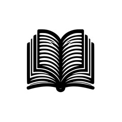 Minimalist Open Book: Black & White Silhouette