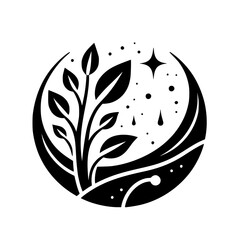 Celestial Growth: A Black and White Emblem of Nature