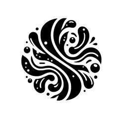 Abstract Fluidity: A Circular Black Ink Design on White Canvas