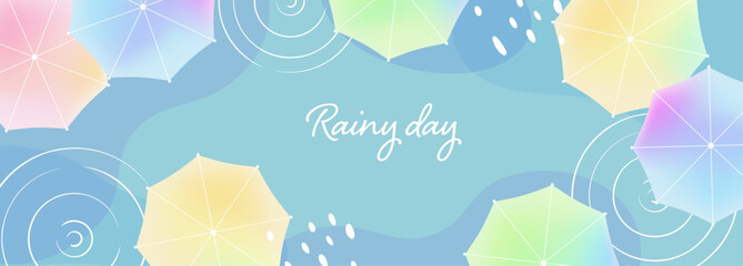 カラフルな傘の背景イラスト © cocirael