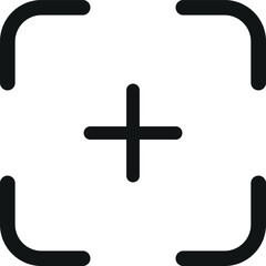 Focus icon . Target aim plus icon . Focus lens icon . Vector illustration