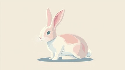 Fototapeta premium Stylized vector rabbit icon in pastel tones, perfect for an Easter theme. 