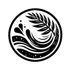 Tropical Wave: Circle Logo of Palm & Water