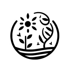 Obraz premium Simplified Nature: Black and White Eco-Friendly Circle Design