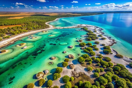 Aerial Drone View of Lake Clifton's Unique Thrombolite Structures, Western Australia
