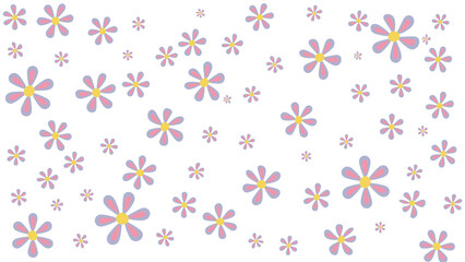 Pink and Purple Flower Blossom Pattern on Transparent  Background &ndash; Hand-Drawn Floral Design
