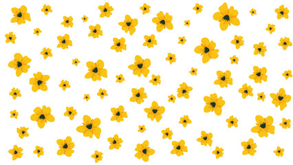 Yellow Flower Blossom Pattern on Transparent  Background – Hand-Drawn Floral Design