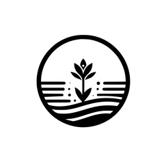 Minimalist Nature Logo: Plant in Circular Frame