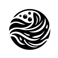 Black & White Oceanic Sphere: Waves and Bubbles