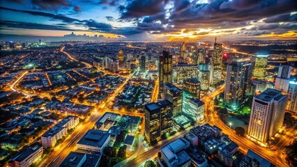 Aerial Night Cityscape: Illuminating Urban Lightscape at Night