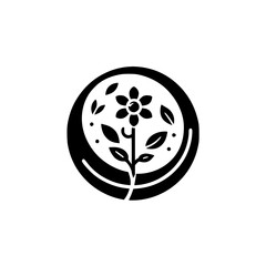 Minimalist Botanical Logo: Flower Inside Circle