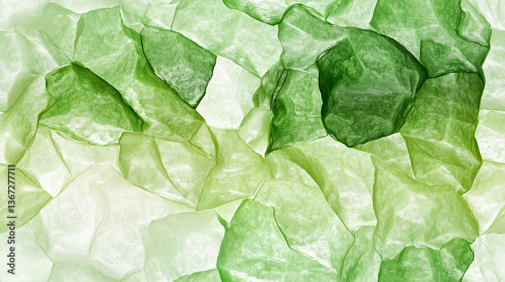 Wall mural abstract texture of translucent green shapes creating a soothing and natural appearance in a light e