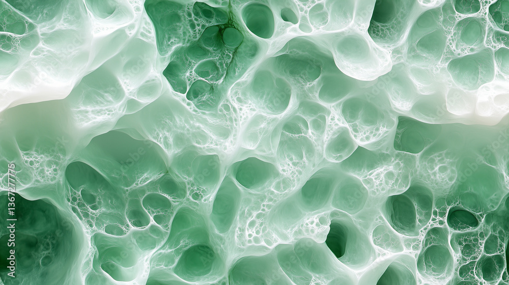Wall mural Organic green abstract texture with intricate patterns and soft gradients showcasing natural fluidity Generative AI