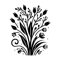 Monochrome Floral Elegance: Stylized Bouquet