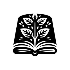 Literary Growth: A Black & White Emblem of Knowledge & Nature
