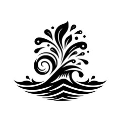 Fototapeta premium Black and White Burst: Floral Wave Graphic